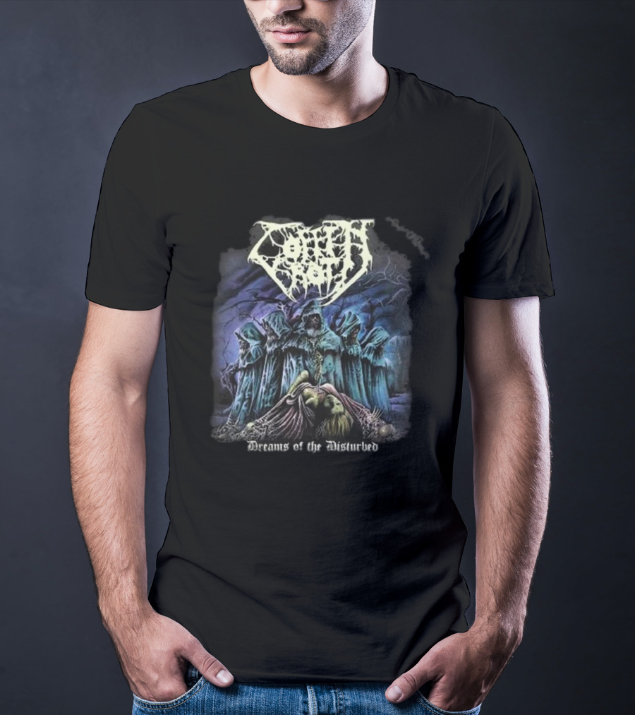 Coffin Rot Dreams Of The Disturbed Hooded Figures Enigmatic Ritual Scene T-Shirt