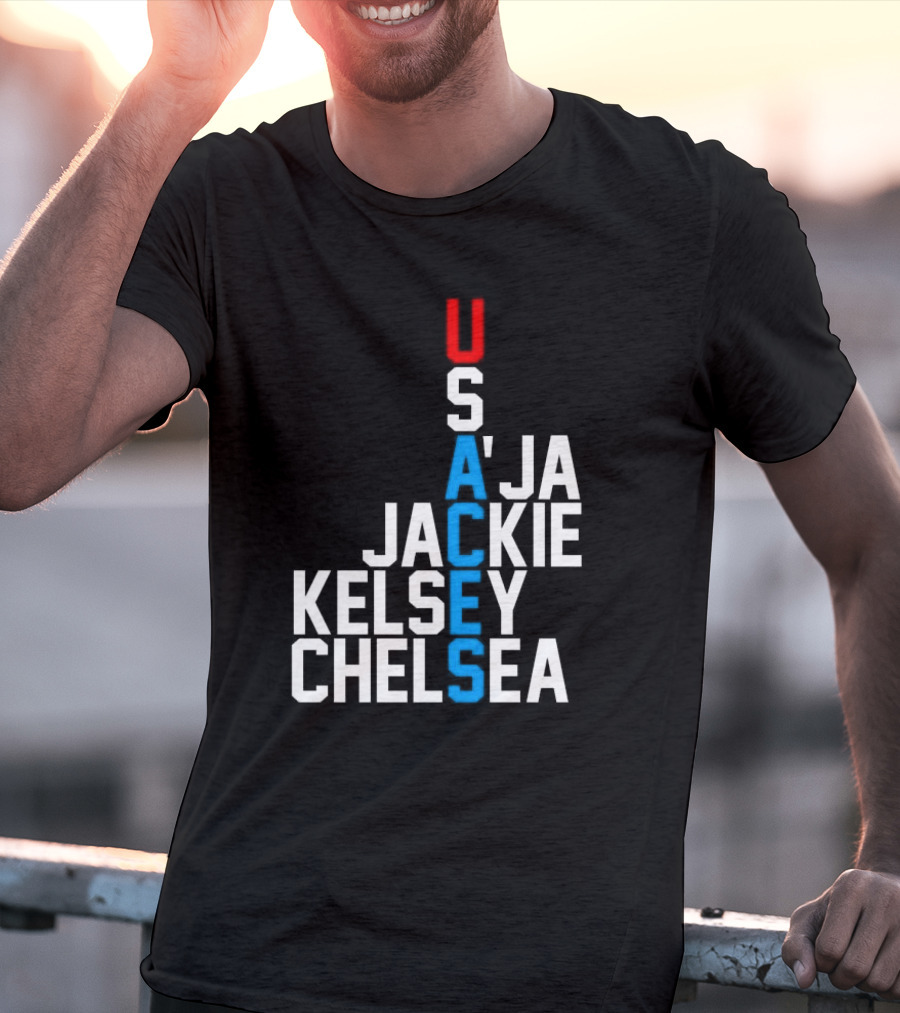 Usaces A’ja Jackie Kelsey Chelsea Team Names Vertical Arrangement T-Shirt