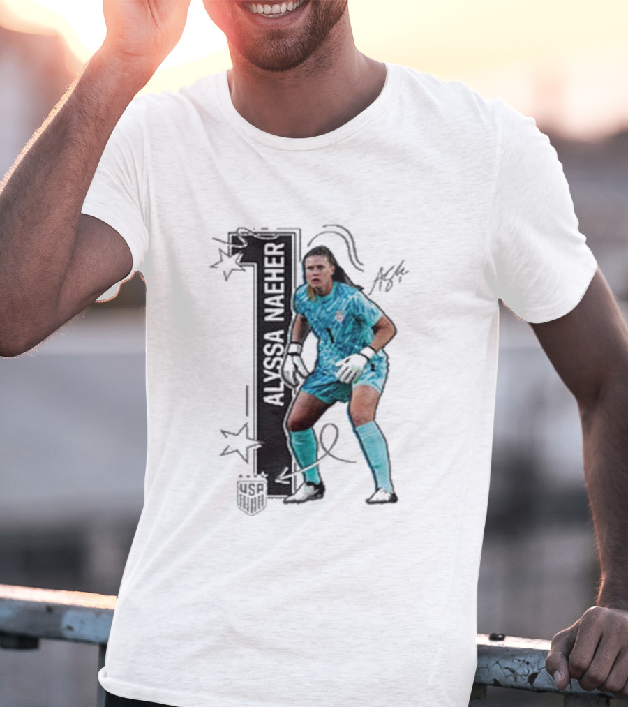 USWNT Alyssa Naeher Number One Star Keeper Signature T-Shirt