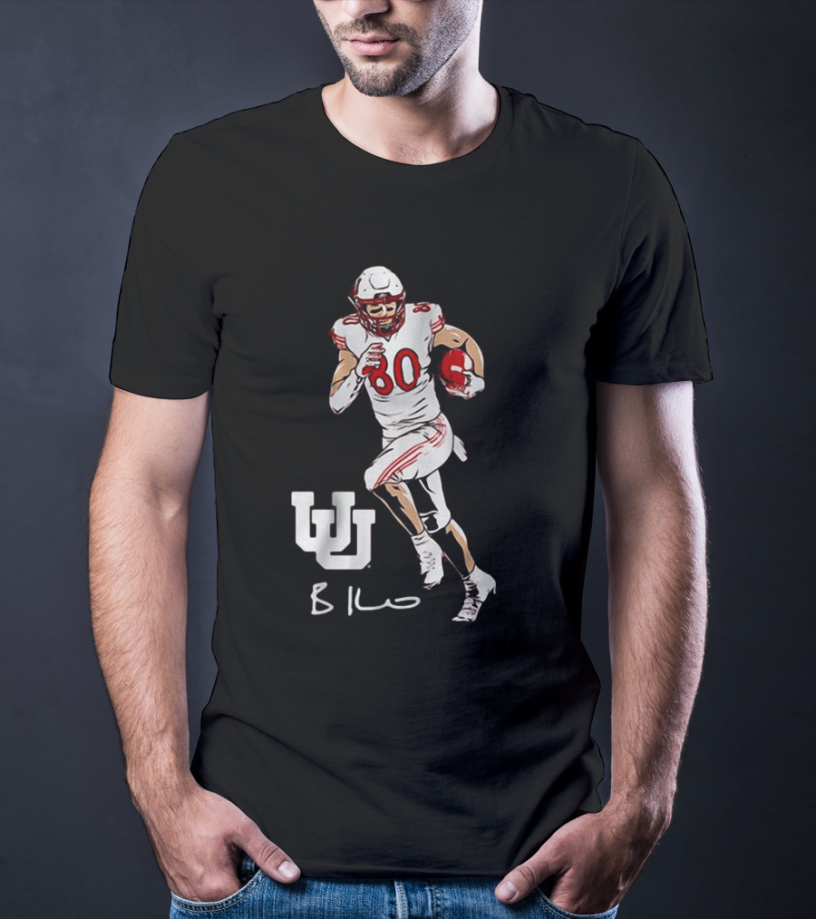 Brant Kuithe Utah Football Number 80 Superstar Pose With UW T-Shirt