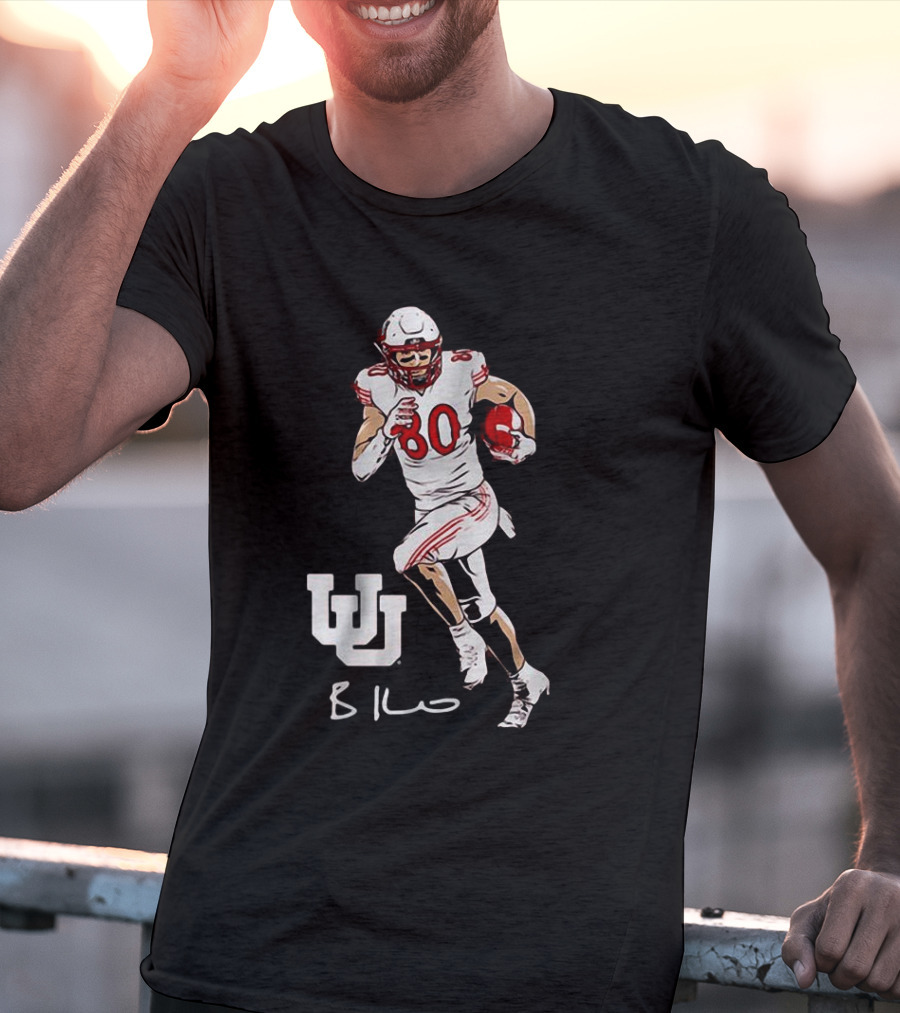 Brant Kuithe Utah Football Number 80 Superstar Pose With UW T-Shirt