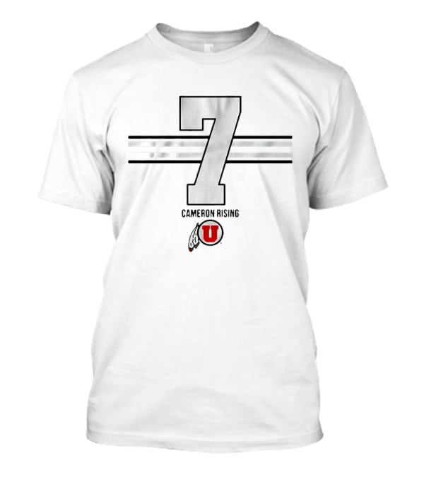 Utah Utes Football Cameron Rising 7 Front Stripes T-Shirt