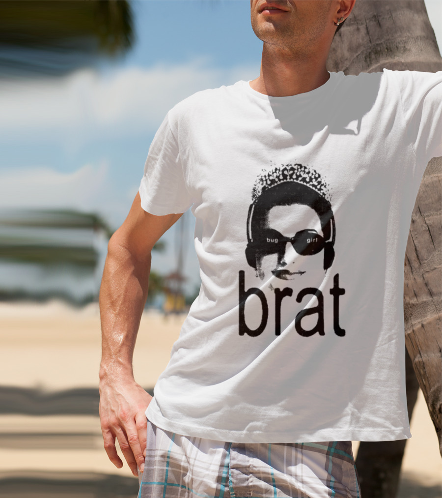 Brat Bug Girl Sunglasses And Headphones Tiara T-Shirt