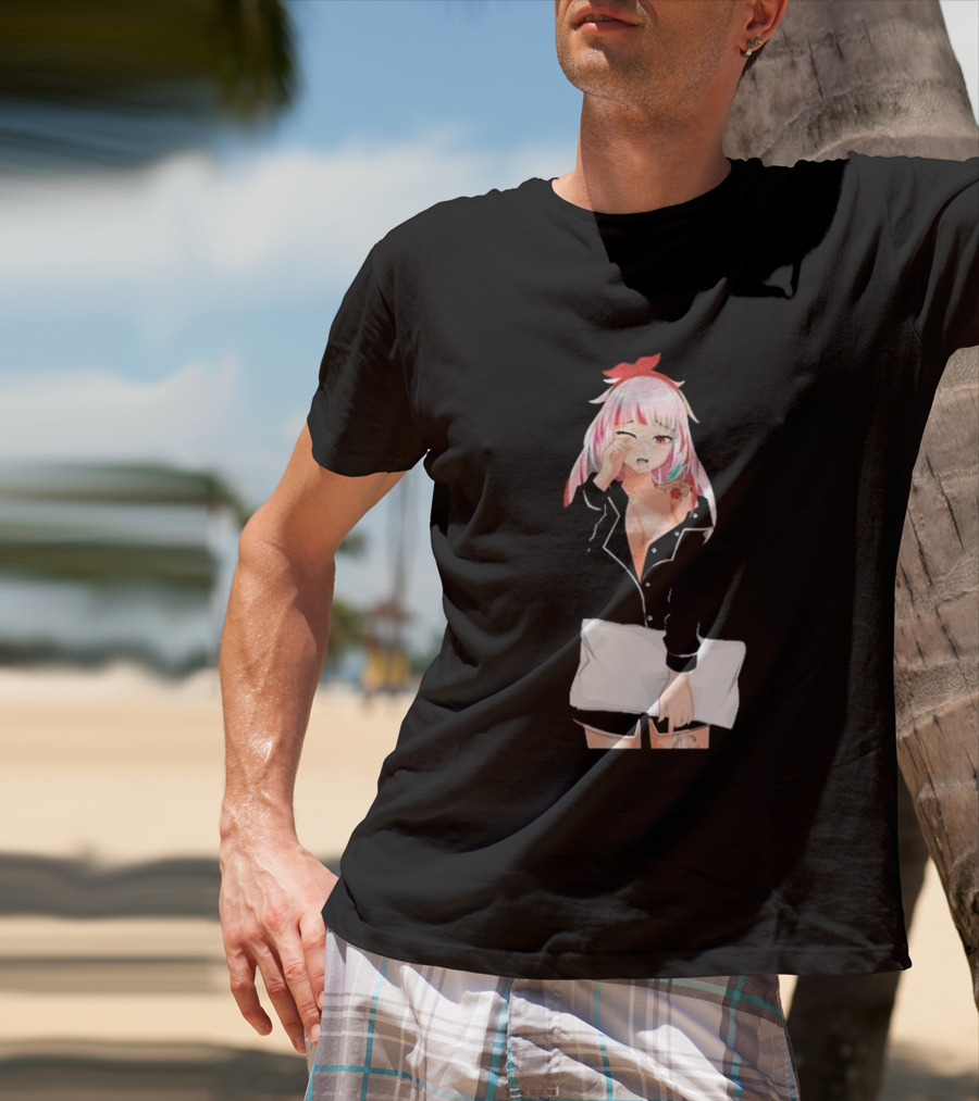 Fefe August Anime Character With Red Bow And Black T-Shirt