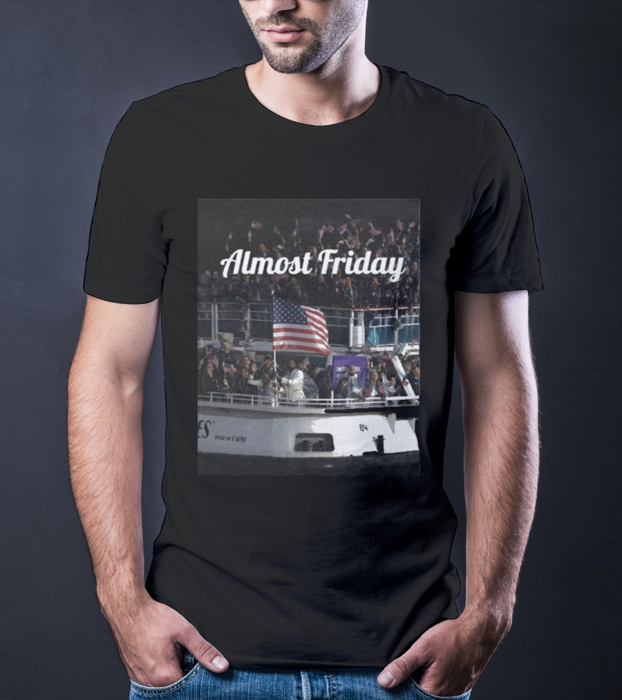 Almost Friday American Flag Celebration Boat Party T-Shirt