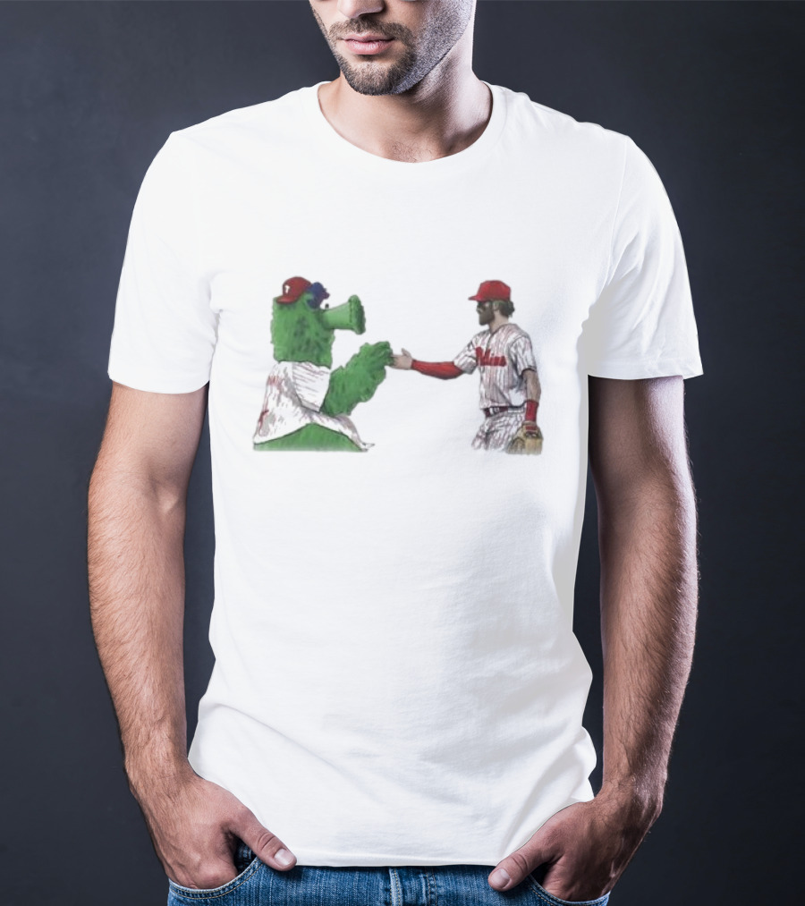 Best Friends The Phillies Phanatic And His Pookie Handshake Moment T-Shirt