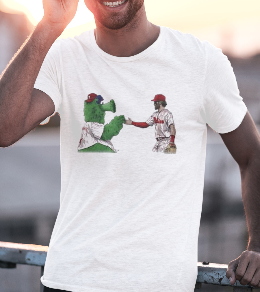 Best Friends The Phillies Phanatic And His Pookie Handshake Moment T-Shirt