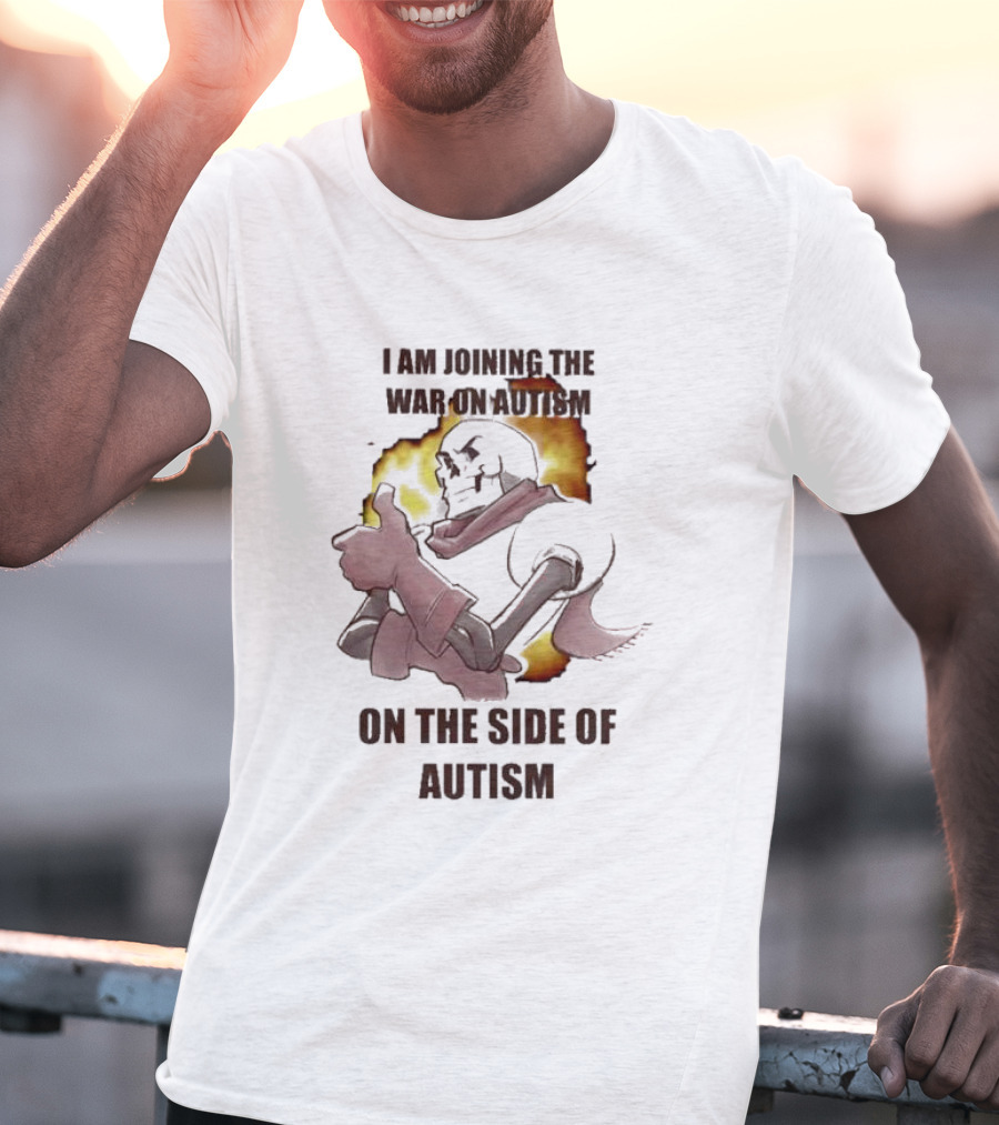 Joining The War On Autism On The Side Of Autism Thumbs Up Flame Background T-Shirt