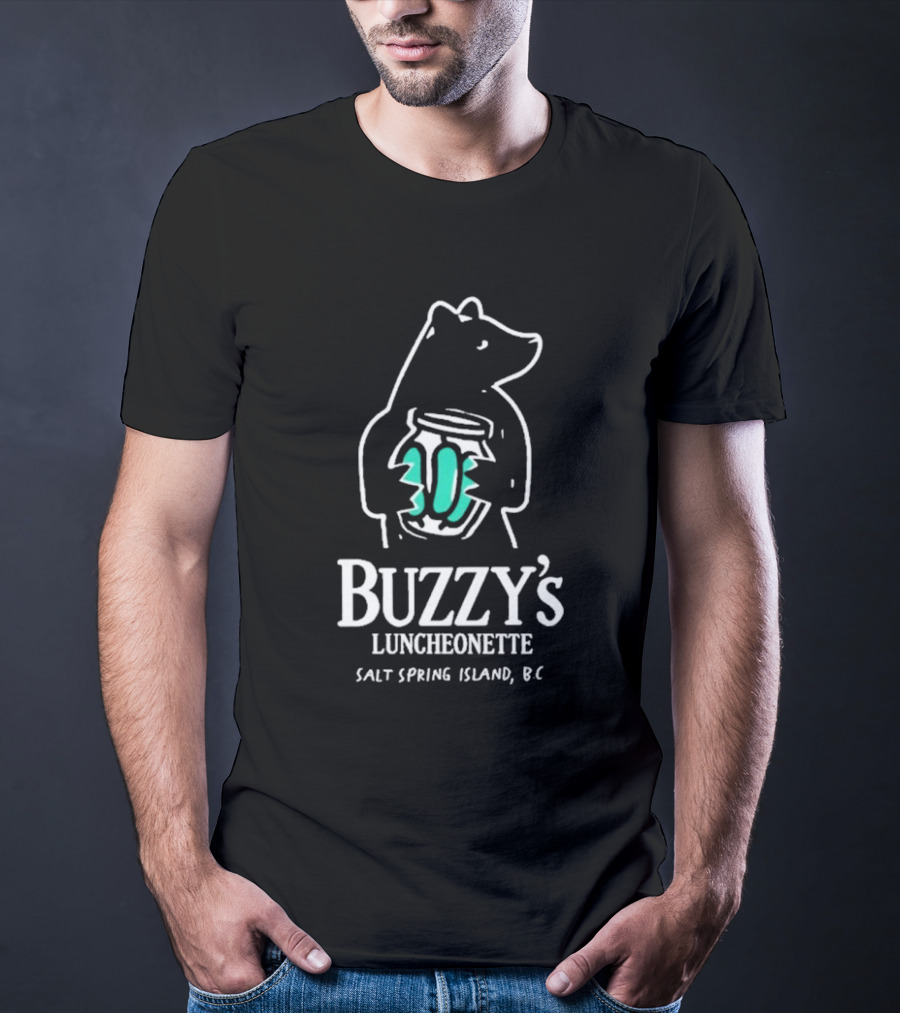Buzzy’s Luncheonette Bear Holding Jar Salt Spring Island BC T-Shirt