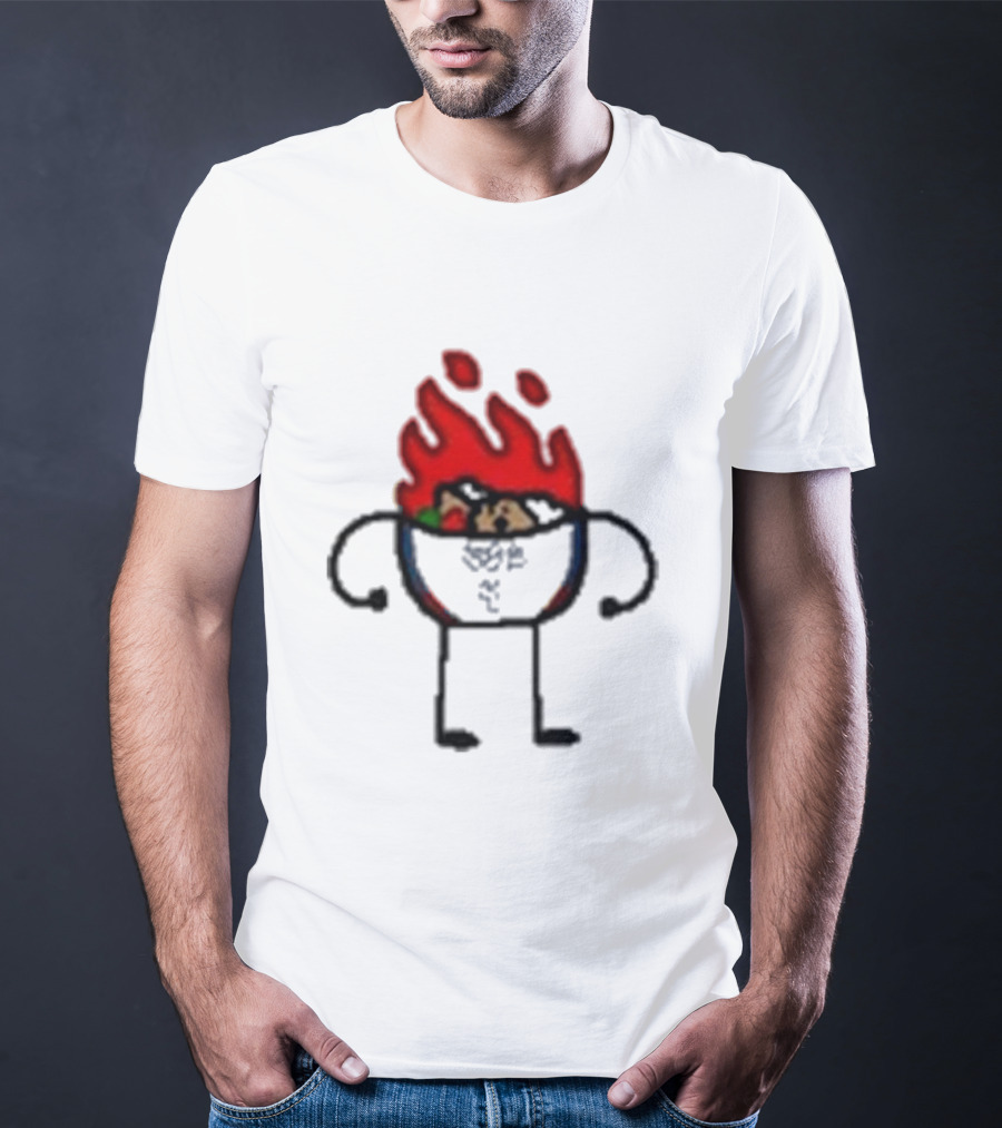 Paint Hot Curry Animated Flame Bowl With Stick Figure Arms Legs T-Shirt