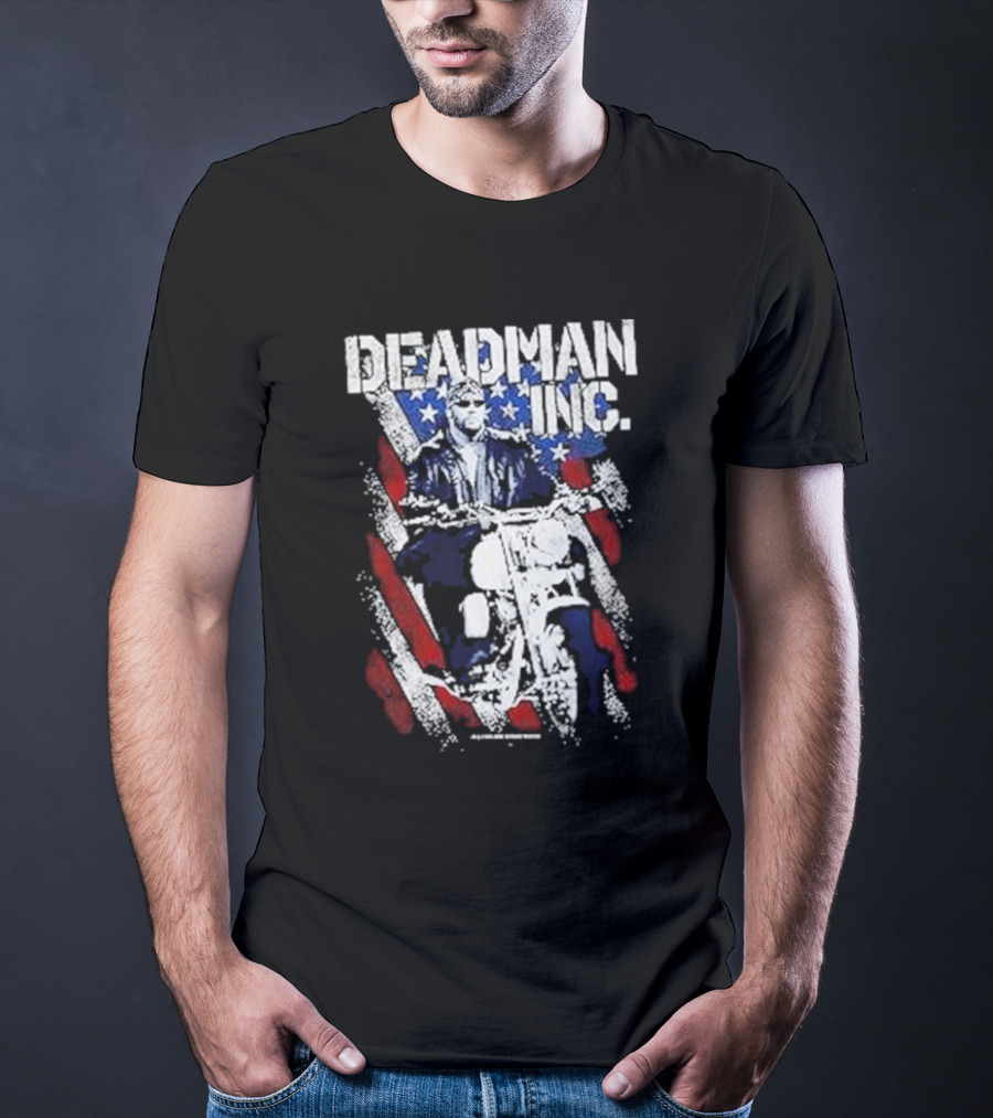WWE Undertaker Deadman Inc American Flag Motorcycle Rider T-Shirt