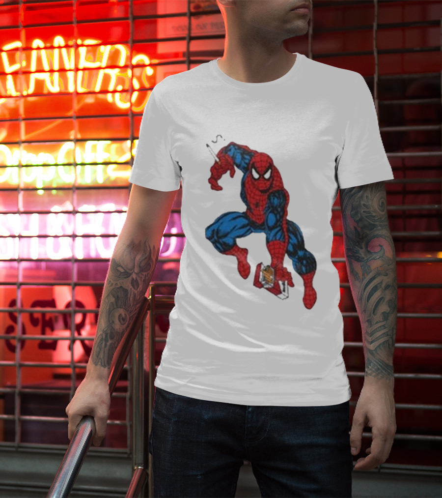 The Amazing Smokerman Comic Parody Smoking Jumping Hero T-Shirt