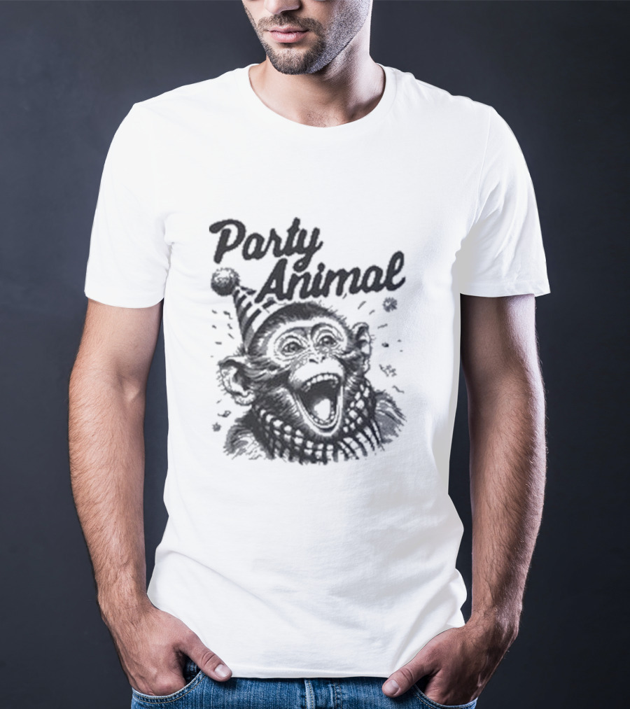 Party Animal Monkey Wearing Festive Hat T-Shirt