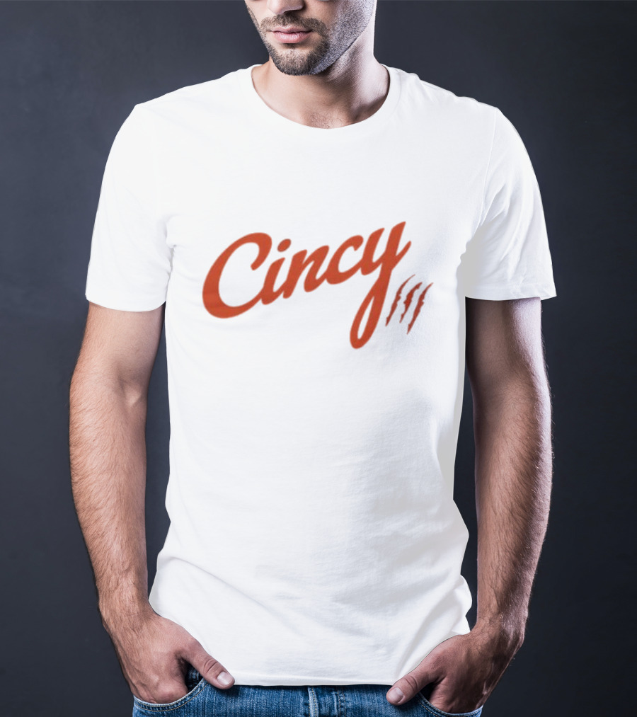 Cincy Script With Orange Claw Marks T-Shirt