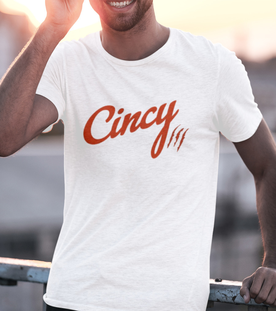 Cincy Script With Orange Claw Marks T-Shirt