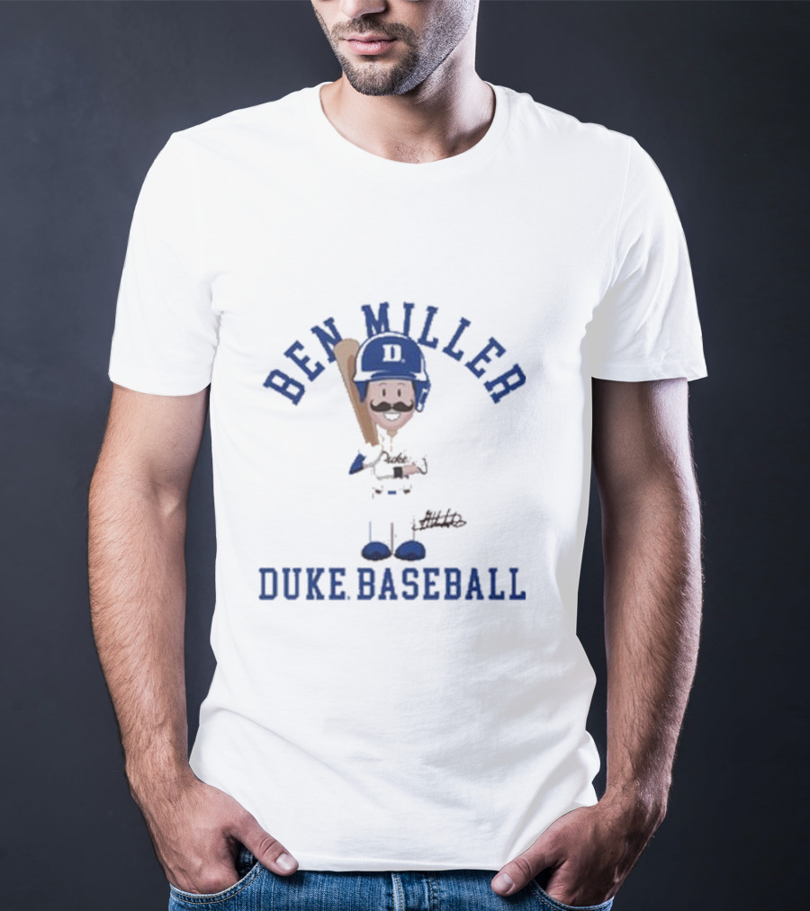 Ben Miller Duke Baseball Chibi Cartoon Signature T-Shirt