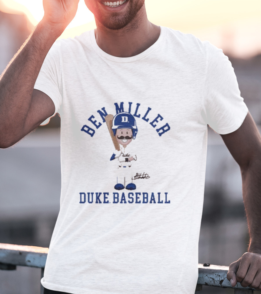 Ben Miller Duke Baseball Chibi Cartoon Signature T-Shirt