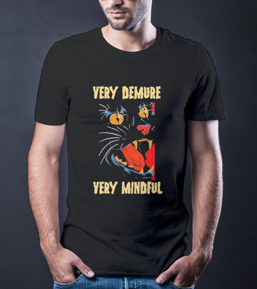 Very Demure Very Mindful Black Cat T-Shirt