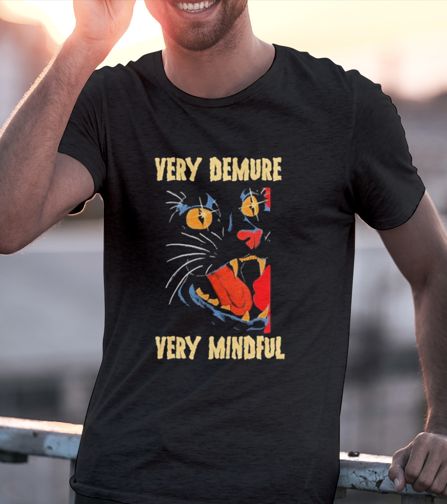 Very Demure Very Mindful Black Cat T-Shirt