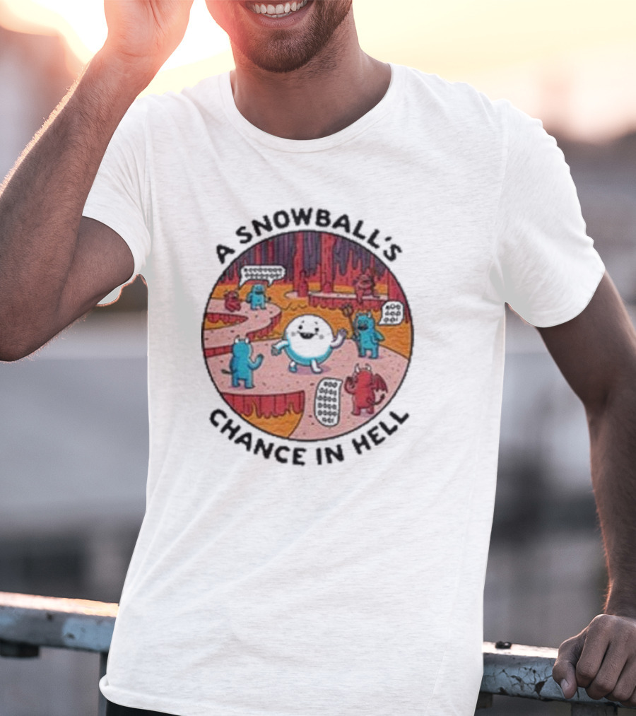 A Snowball’s Chance In Hell Blue And Red Demon Cartoon Scene T-Shirt