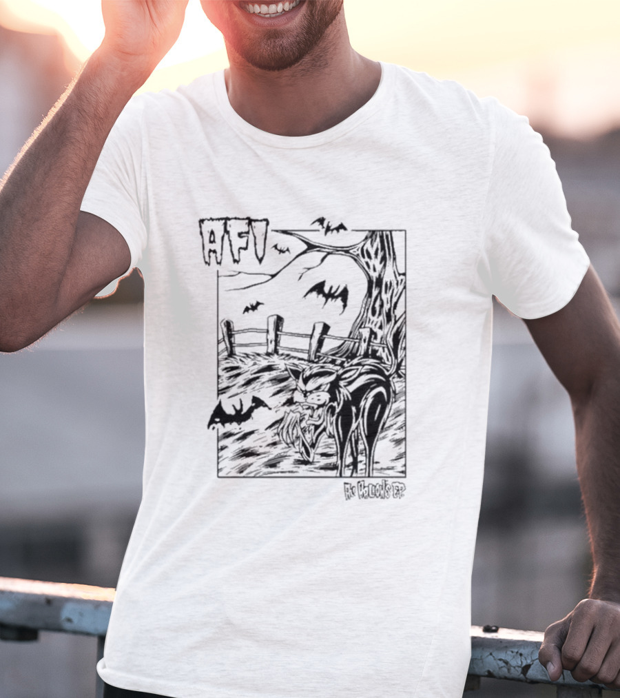 AFI All Hallows Black Cat And Bats In Spooky Landscape T-Shirt
