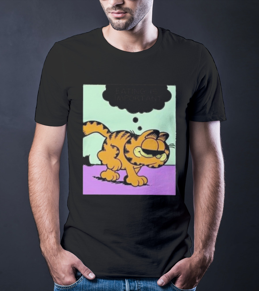 Garfield Eating Is Important Cartoon Character Comic Strip Image T-Shirt