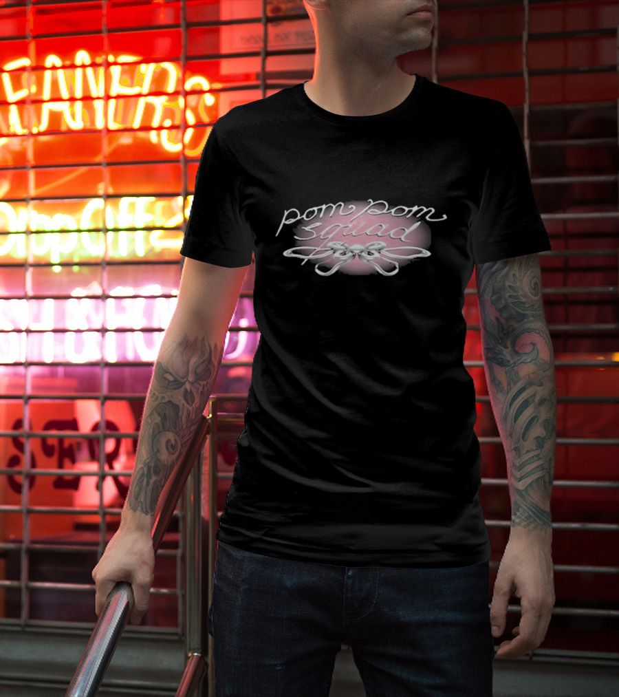 Pom Pom Squad Pink And Chrome Bow T-Shirt