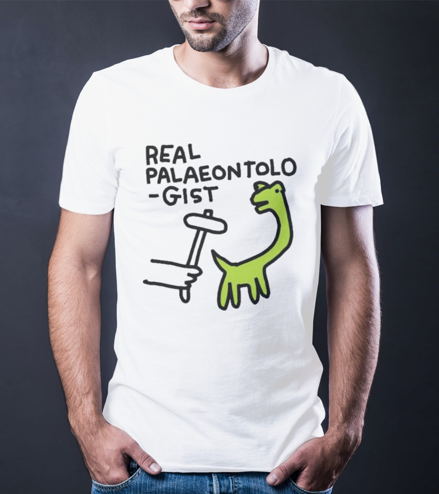 Real Palaeontologist Dinosaur Hammer Green Hand Drawing T-Shirt