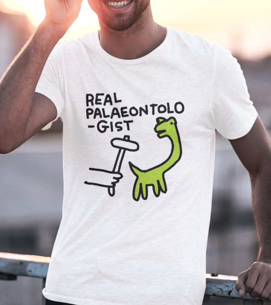 Real Palaeontologist Dinosaur Hammer Green Hand Drawing T-Shirt