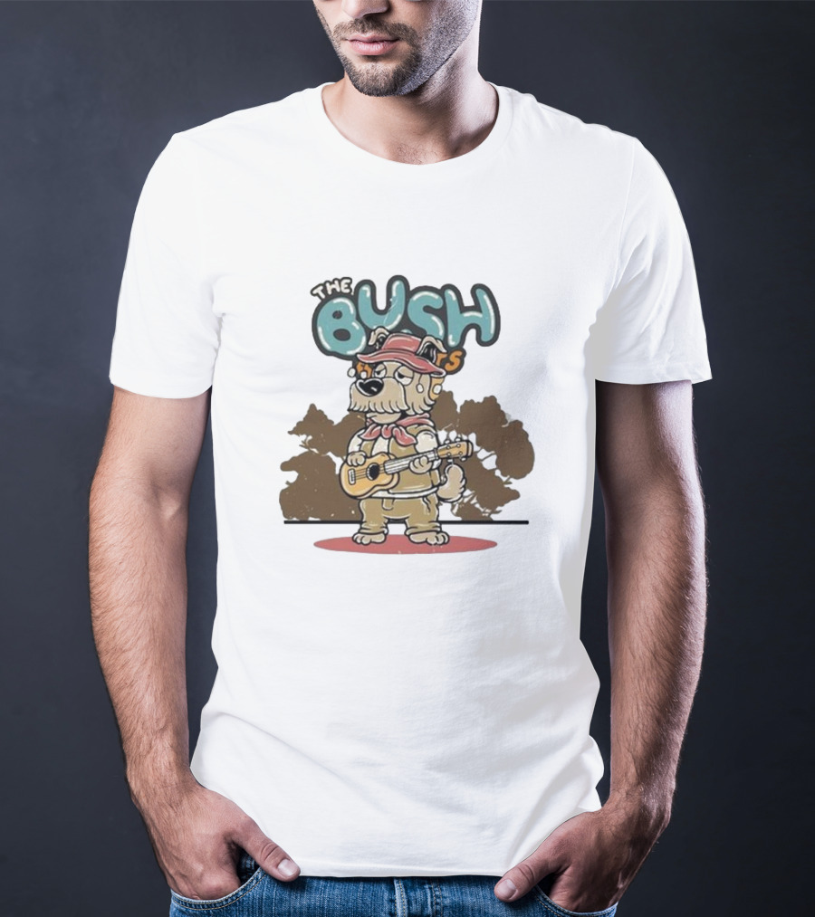 The Bush Bandits Kelpie Dog Wearing Cork Hat And Playing Guitar T-Shirt