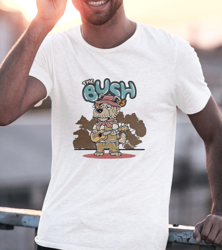 The Bush Bandits Kelpie Dog Wearing Cork Hat And Playing Guitar T-Shirt