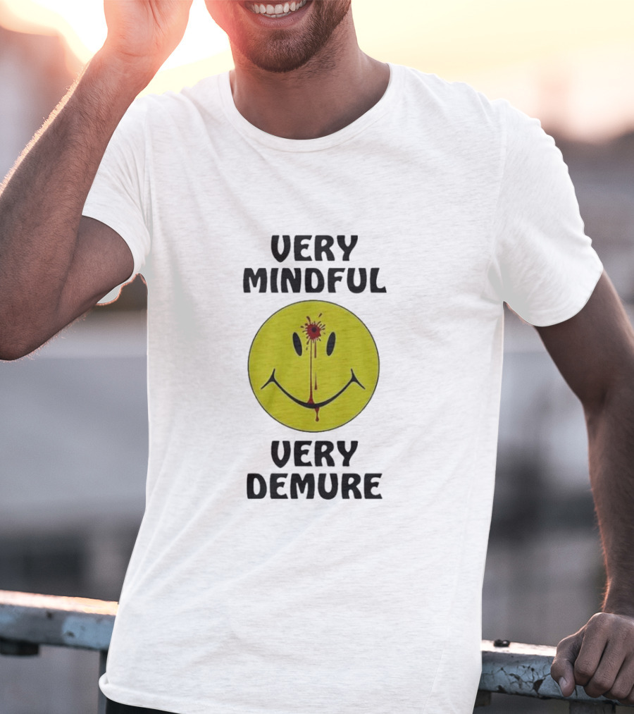 Very Mindful Very Demure Bloodied Smiley Face Icon T-Shirt