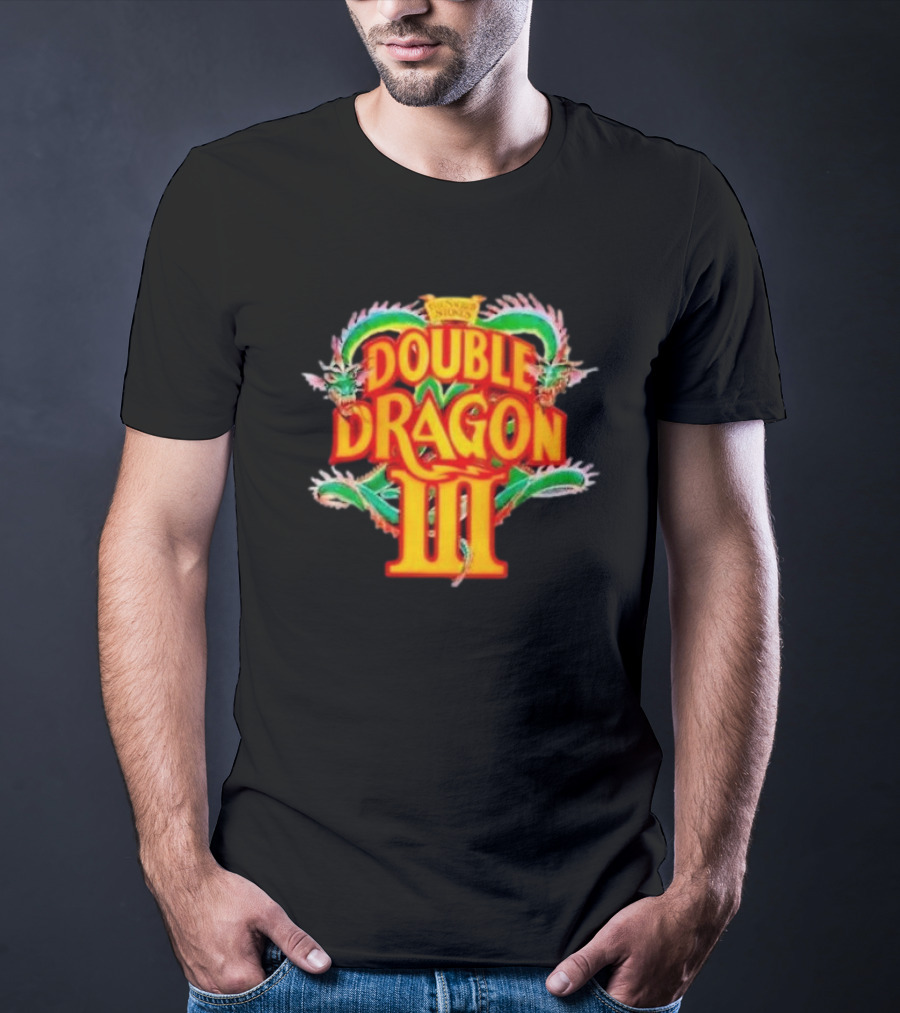 Double Dragon III Retro Video Game Arcade Logo Clash Of Dragons T-Shirt