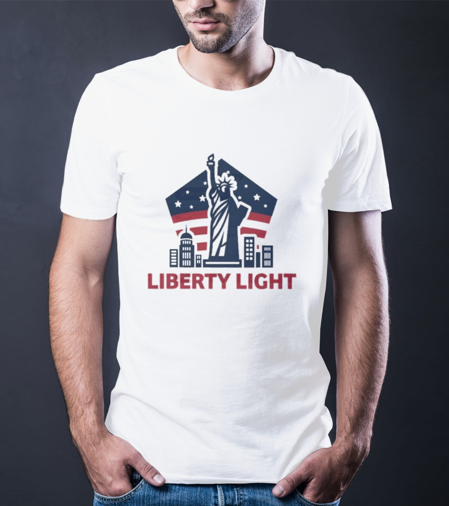 Liberty Light Statue Stars Stripes America T-Shirt