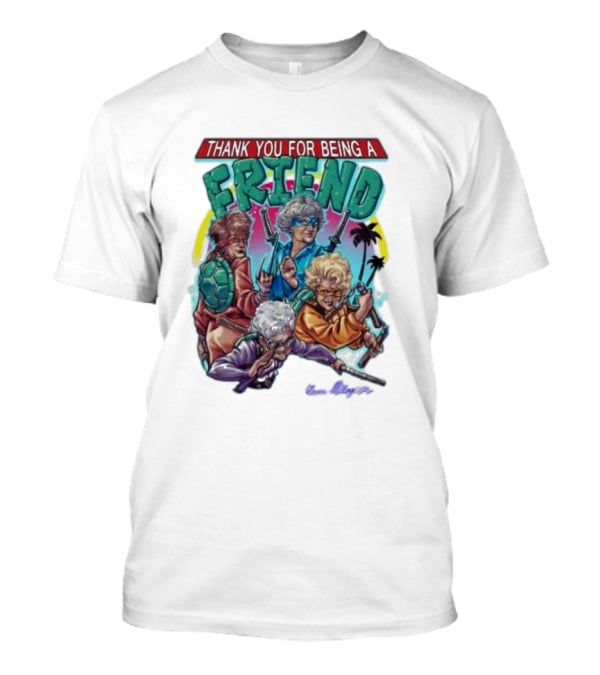 Thank You For Being A Friend Ninja Parody Music Vintage Style Characters T-Shirt
