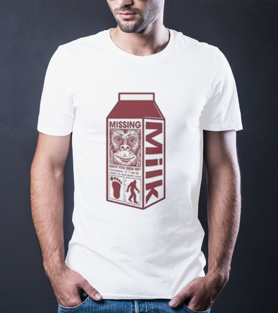 Missing Bigfoot Milk Carton Have You Seen Him Footprint T-Shirt