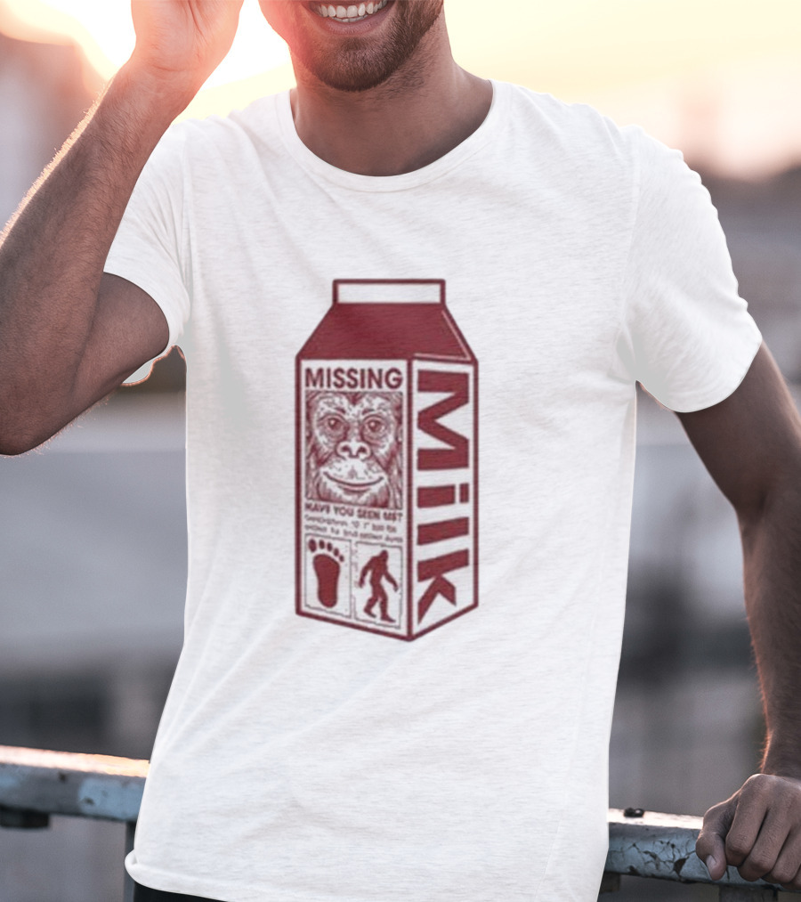 Missing Bigfoot Milk Carton Have You Seen Him Footprint T-Shirt