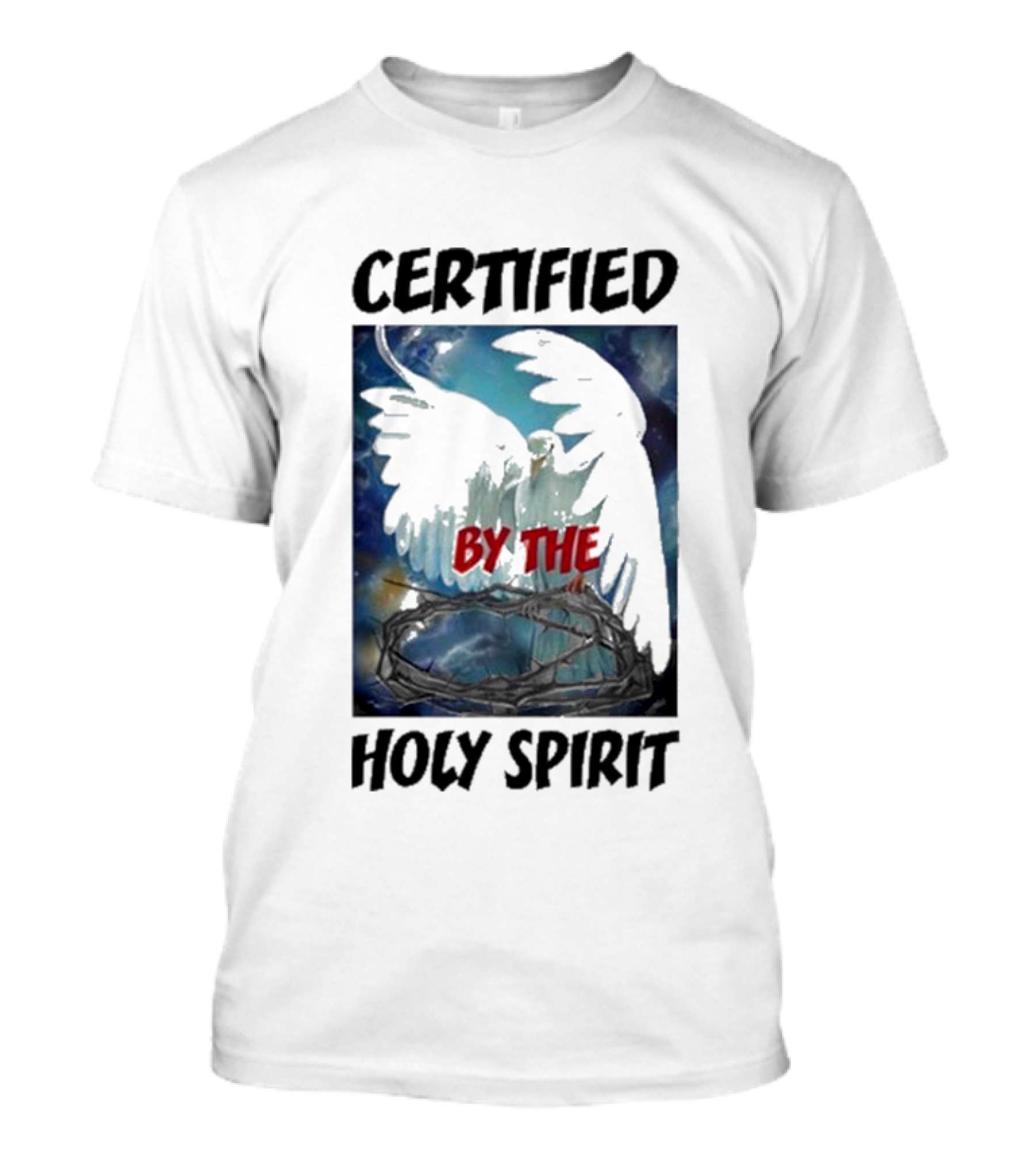 Certified By The Holy Spirit Angel Wings Cross Clouds T-Shirt