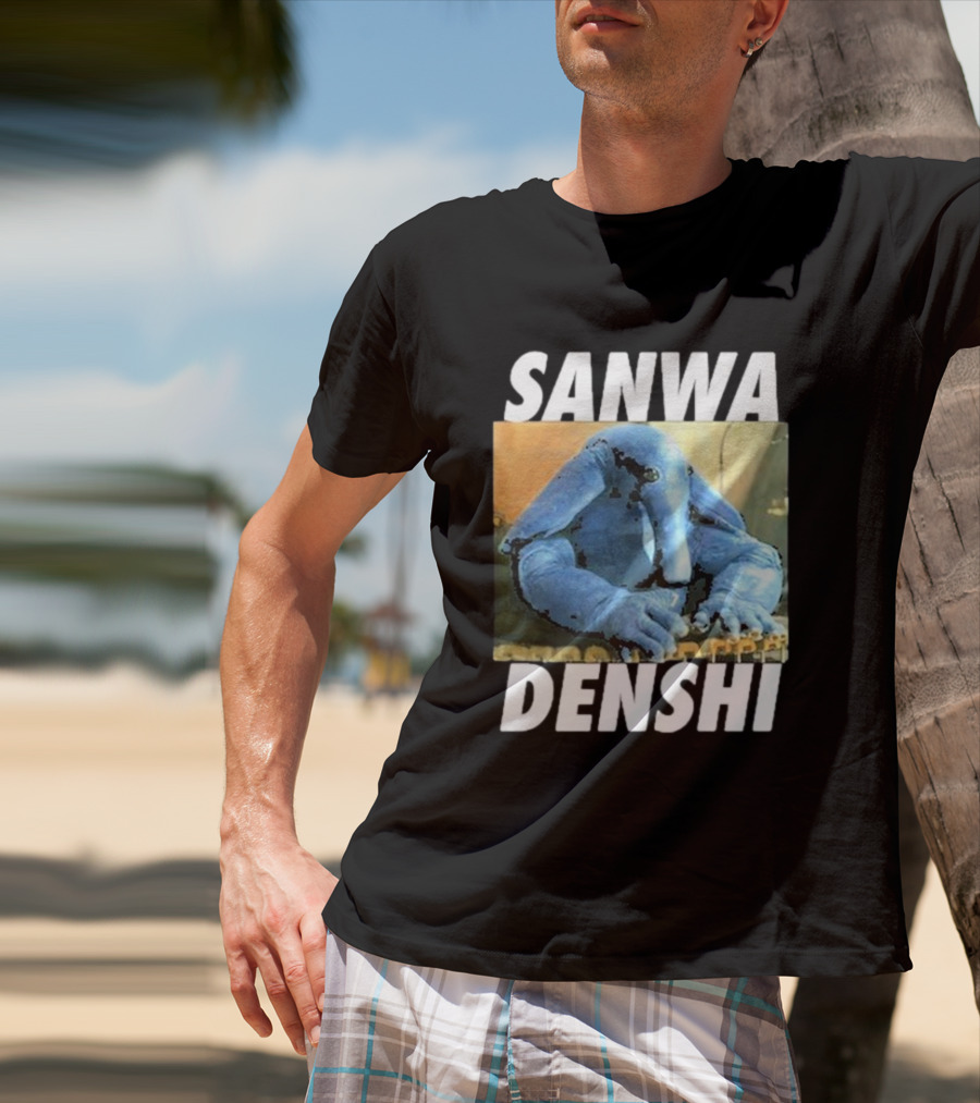 SANWA DENSHI Blue Elephant Playing Keyboards T-Shirt