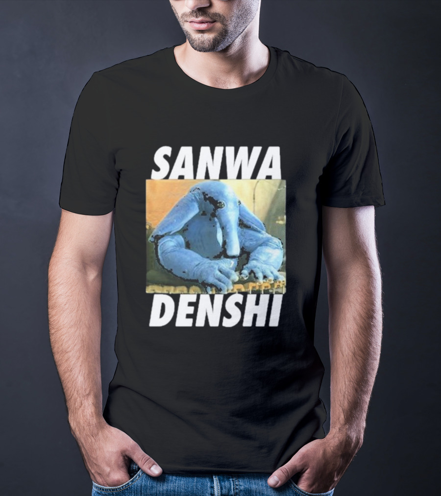 SANWA DENSHI Blue Elephant Playing Keyboards T-Shirt