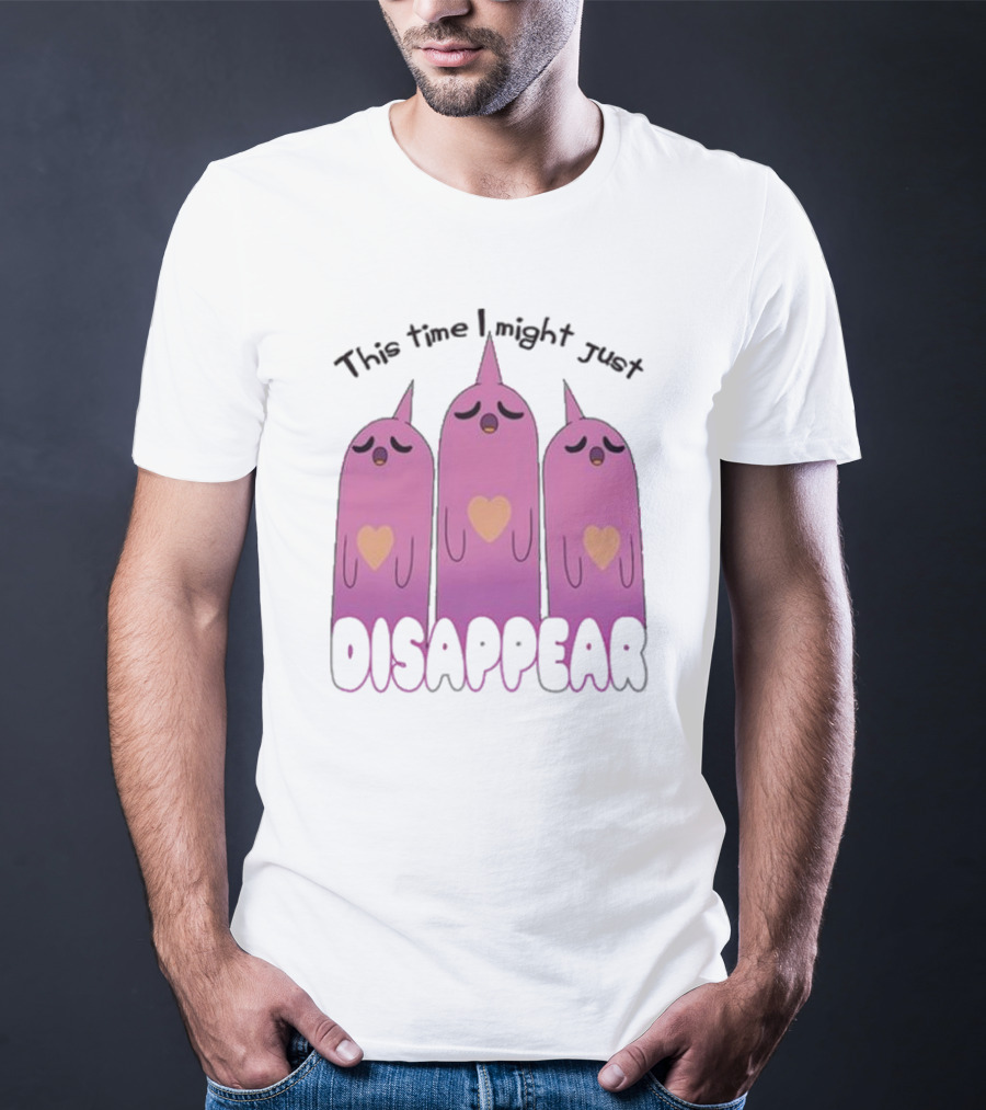 This Time I Might Just Disappear Pink Ghost Trio With Hearts T-Shirt