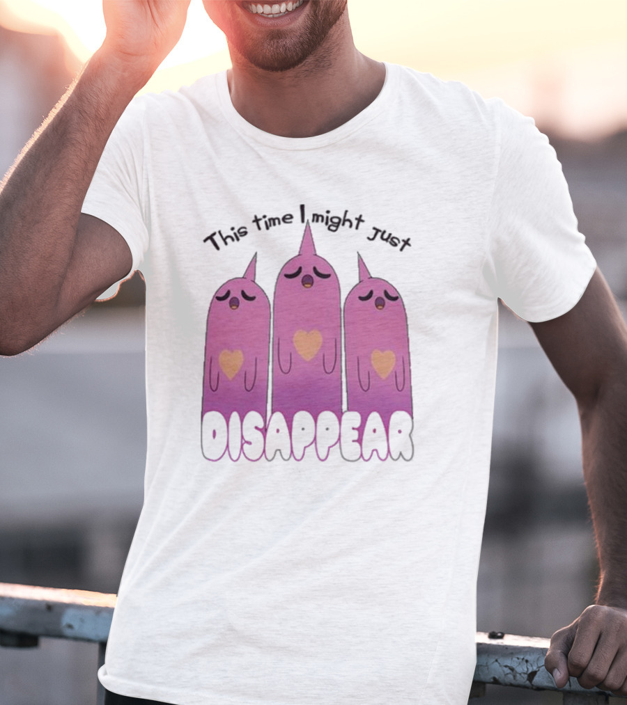This Time I Might Just Disappear Pink Ghost Trio With Hearts T-Shirt