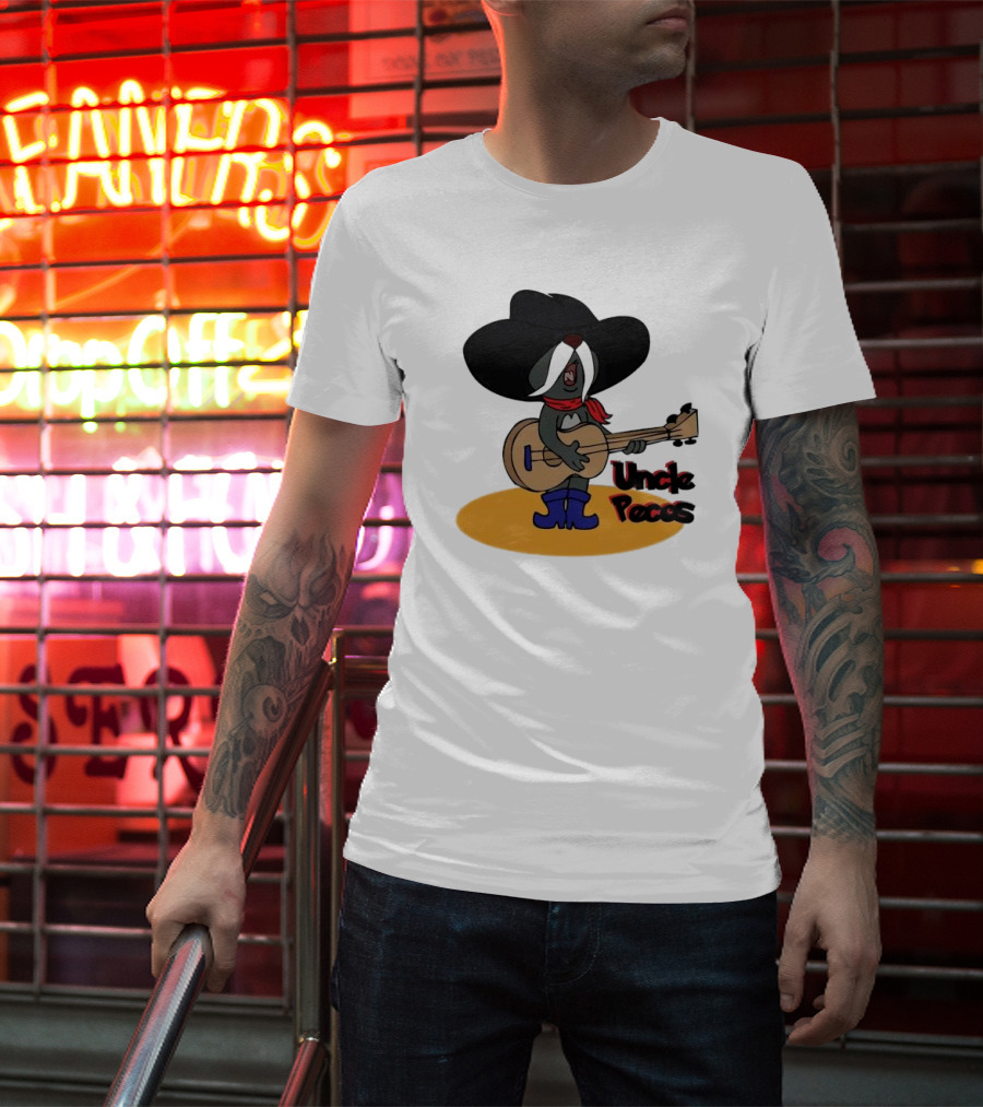 Tom And Jerry Uncle Pecos Playing Guitar With Big Black Hat And Red Scarf T-Shirt