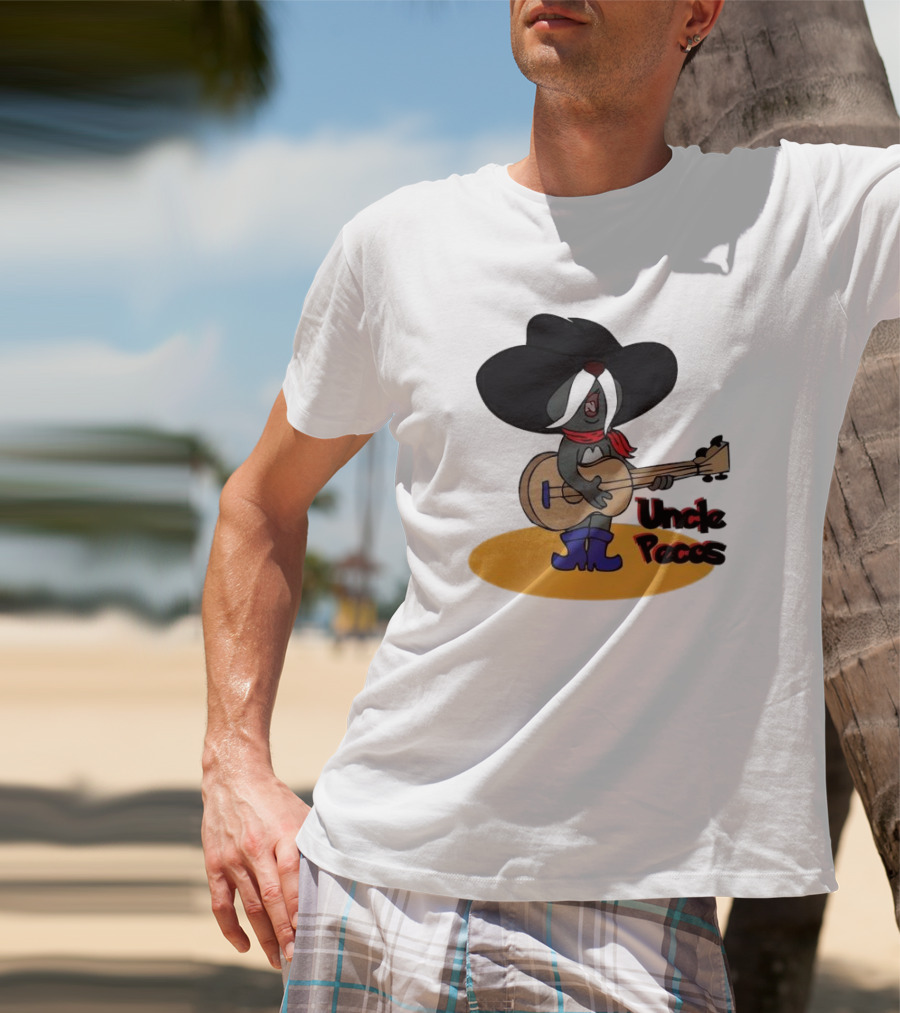 Tom And Jerry Uncle Pecos Playing Guitar With Big Black Hat And Red Scarf T-Shirt