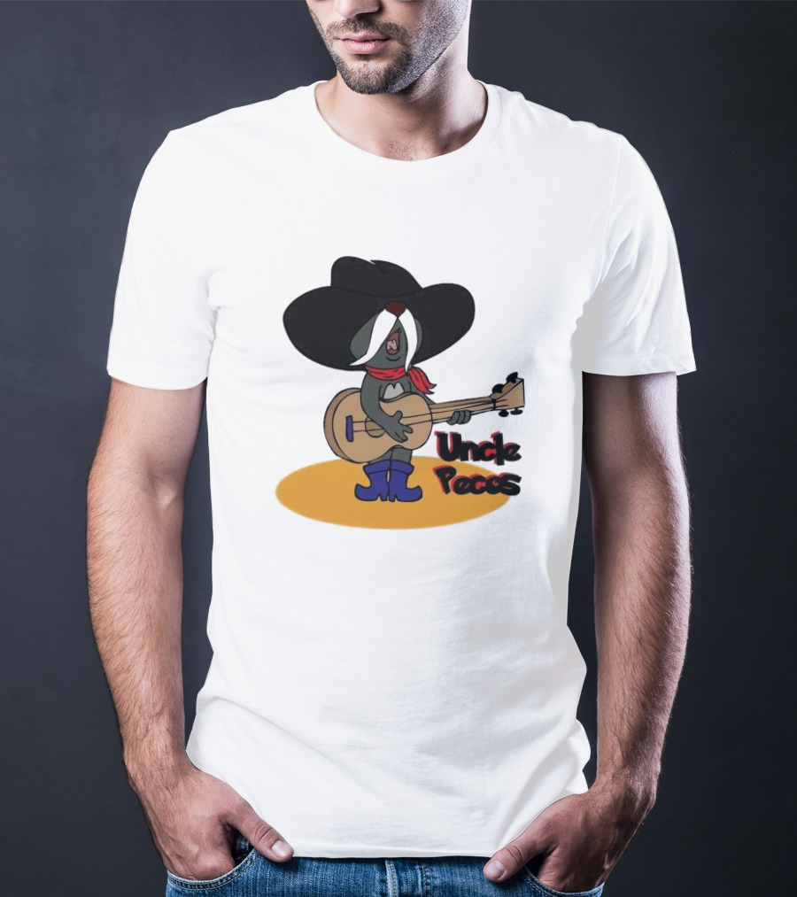 Tom And Jerry Uncle Pecos Playing Guitar With Big Black Hat And Red Scarf T-Shirt