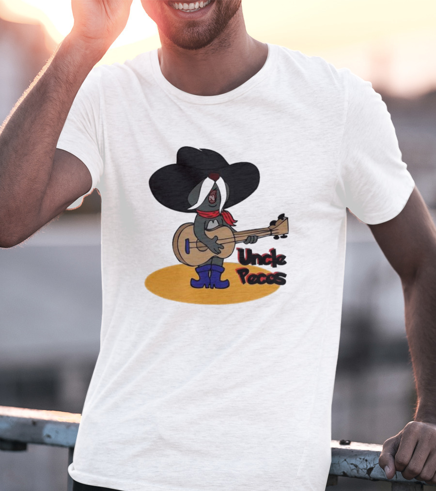 Tom And Jerry Uncle Pecos Playing Guitar With Big Black Hat And Red Scarf T-Shirt