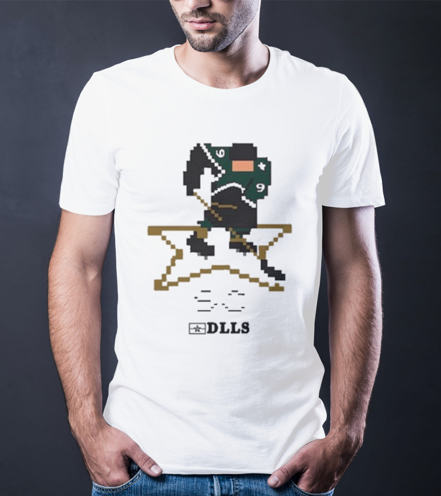 Dallas Stars DLLS 16 Bit Pixel Art Hockey Player T-Shirt