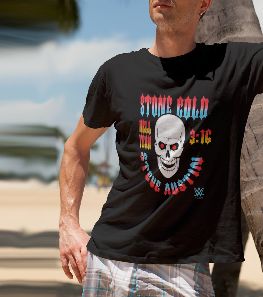 Stone Cold Steve Austin 3 16 Hell Yeah WWE Skull T-Shirt