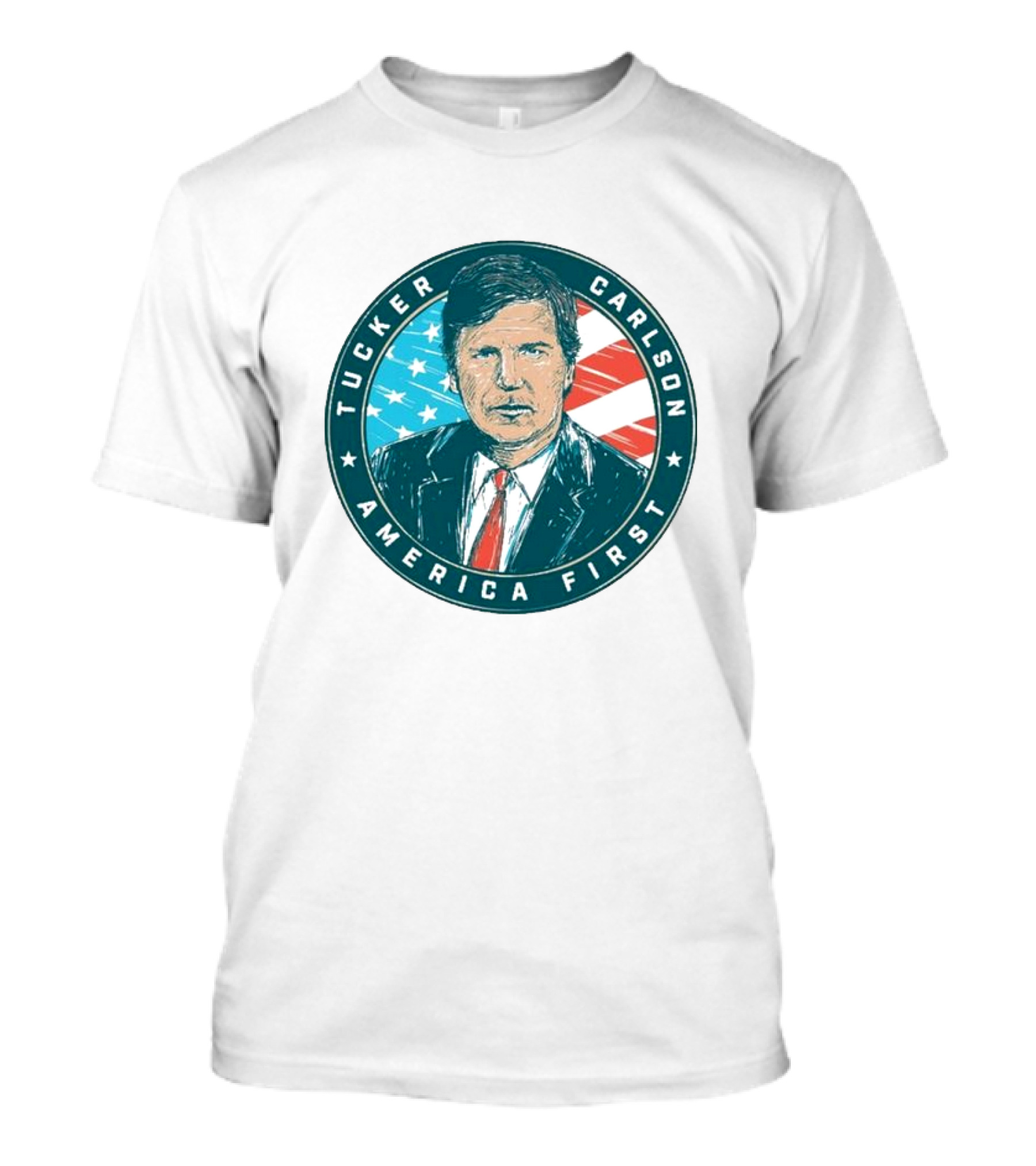 Tucker Carlson America First United States Flag Background T-Shirt