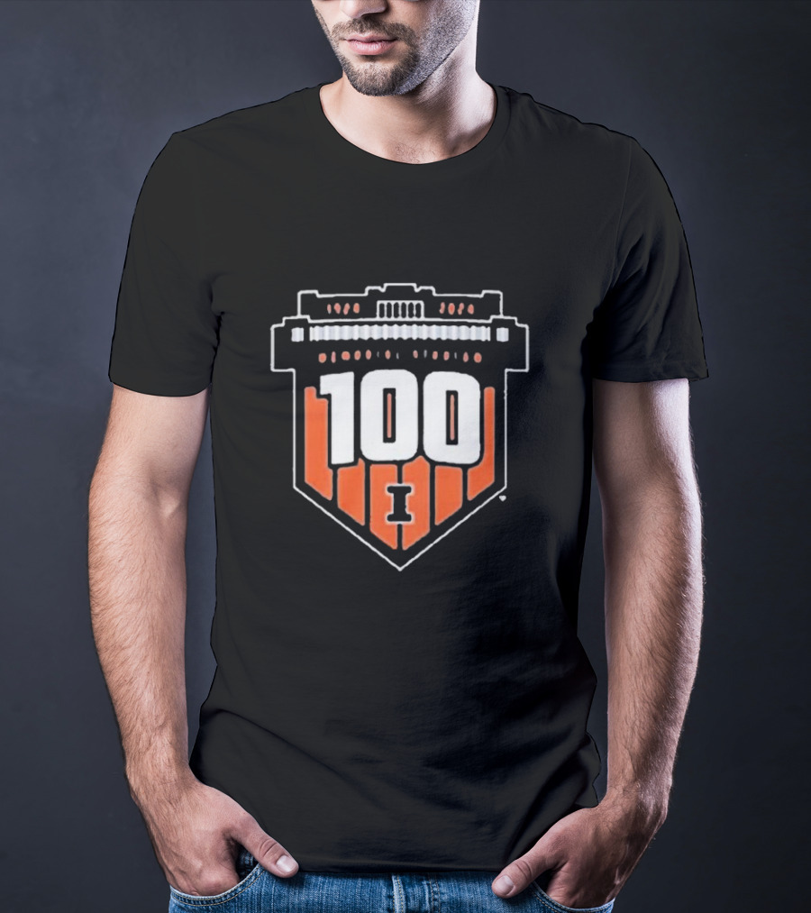 Illinois Fighting Illini 100 Years Memorial Stadium Badge T-Shirt